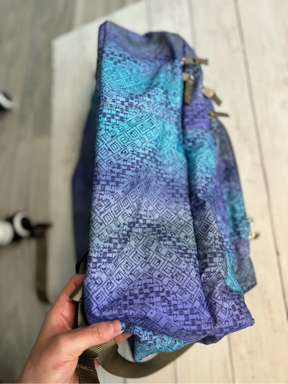 L.L. Bean Blue & Teal Geometric Backpack